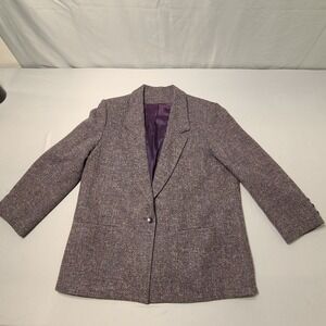 Boundry Waters Blazer Womens 16 Pure Wool Tweed Herringbone Old Money Jacket